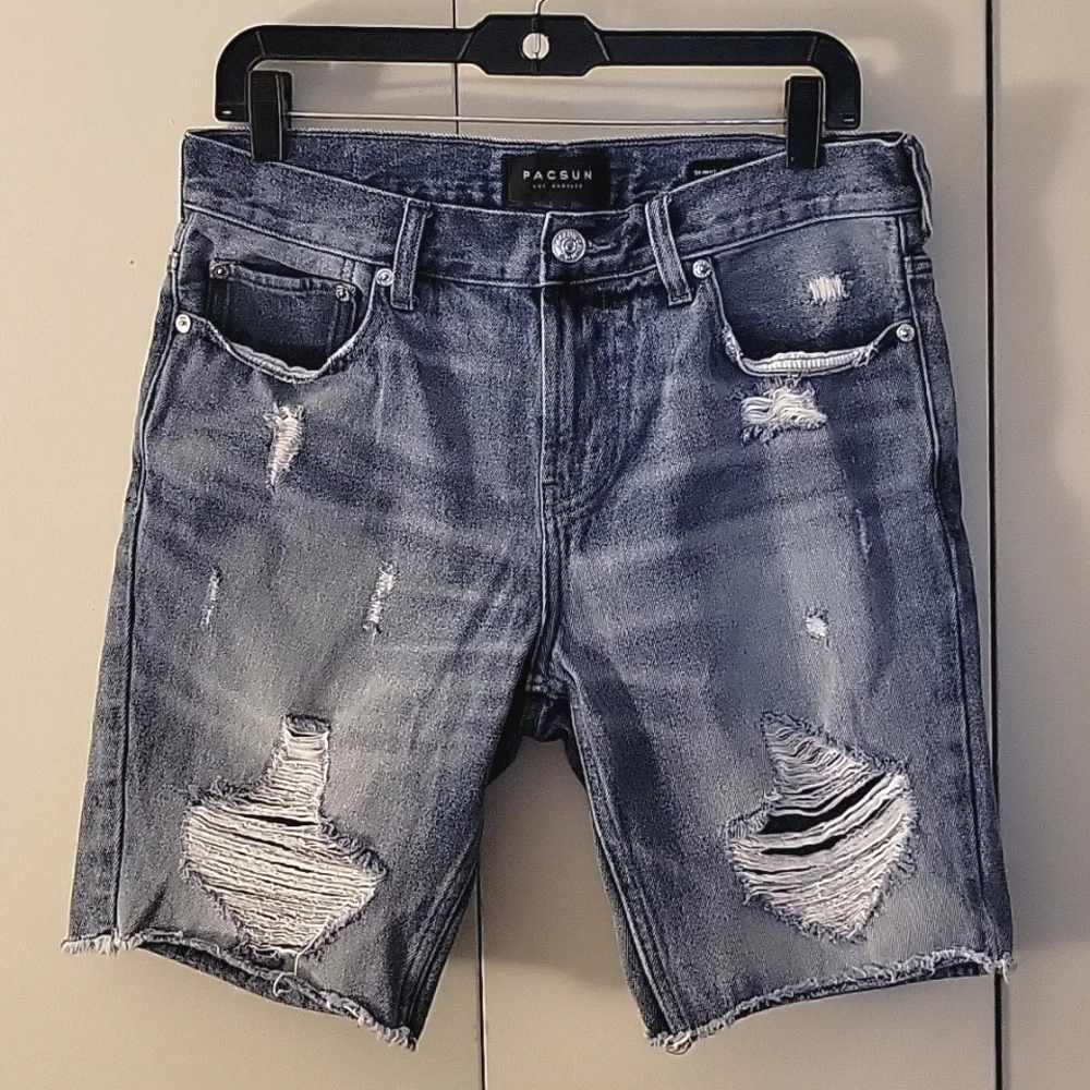Mens PacSun distressed jean shorts - Picture 1 of 6